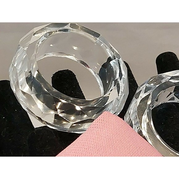 Crystal Napkin Rings Fascetted Spring Wedding Table Decor 2.5" Set of 4 Clear - Picture 6 of 8